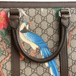 Gucci Brown Leather Trim GG Supreme Tian Vertical Tote Bag