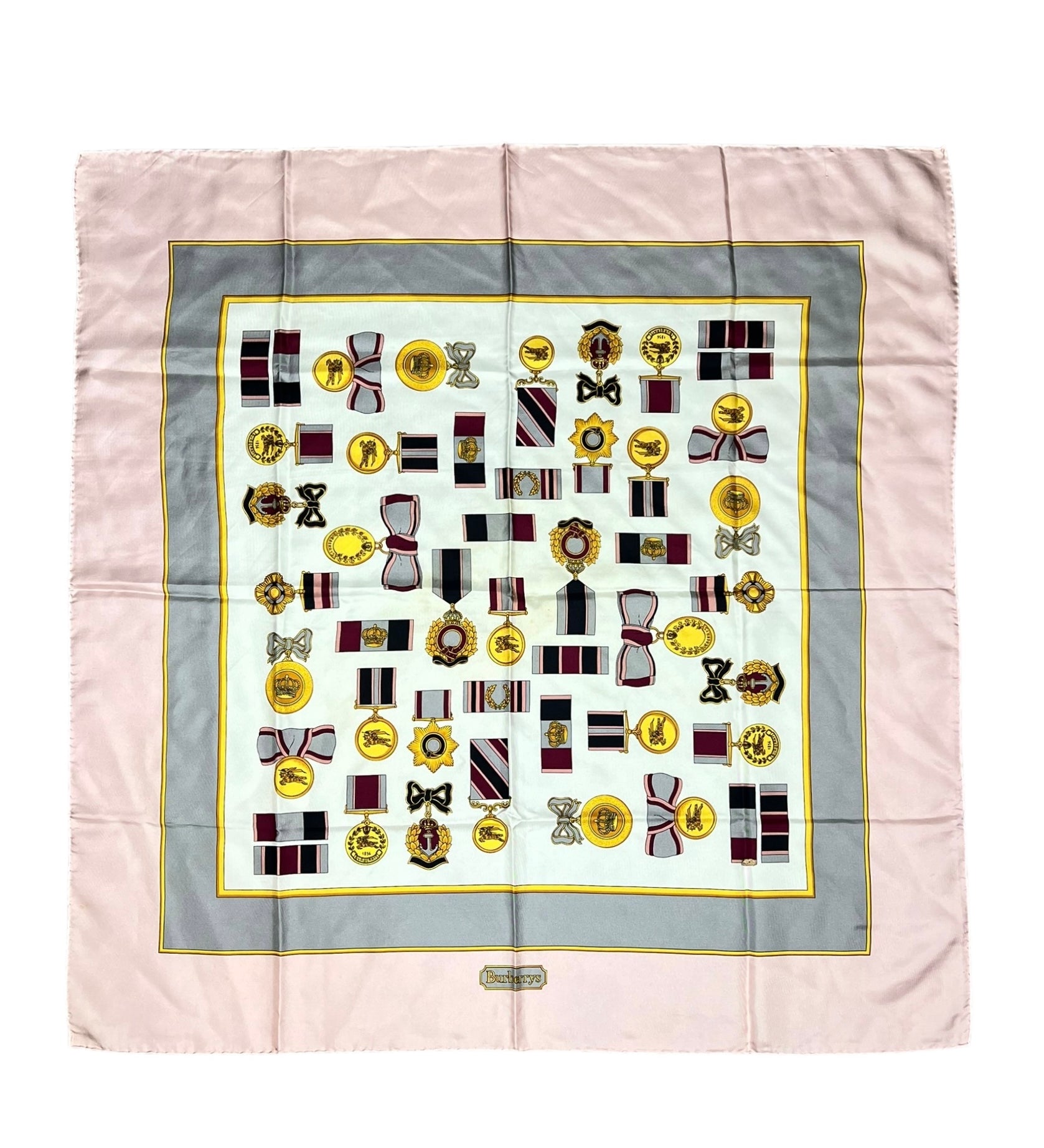 Burberry Pink Medals Vintage Silk Scarf