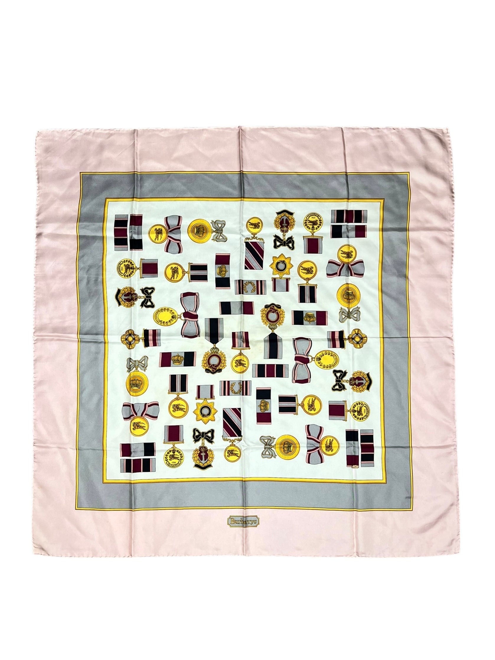 Burberry Pink Medals Vintage Silk Scarf