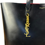 Saint Laurent Black Leather Shopping Tote Bag