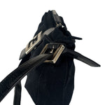 Fendi Black Leather Trim Crossbody Neoprene Baguette