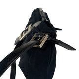 Fendi Black Leather Trim Crossbody Neoprene Baguette