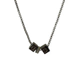 Christian Dior Silver Cubic C&D Charms Necklace