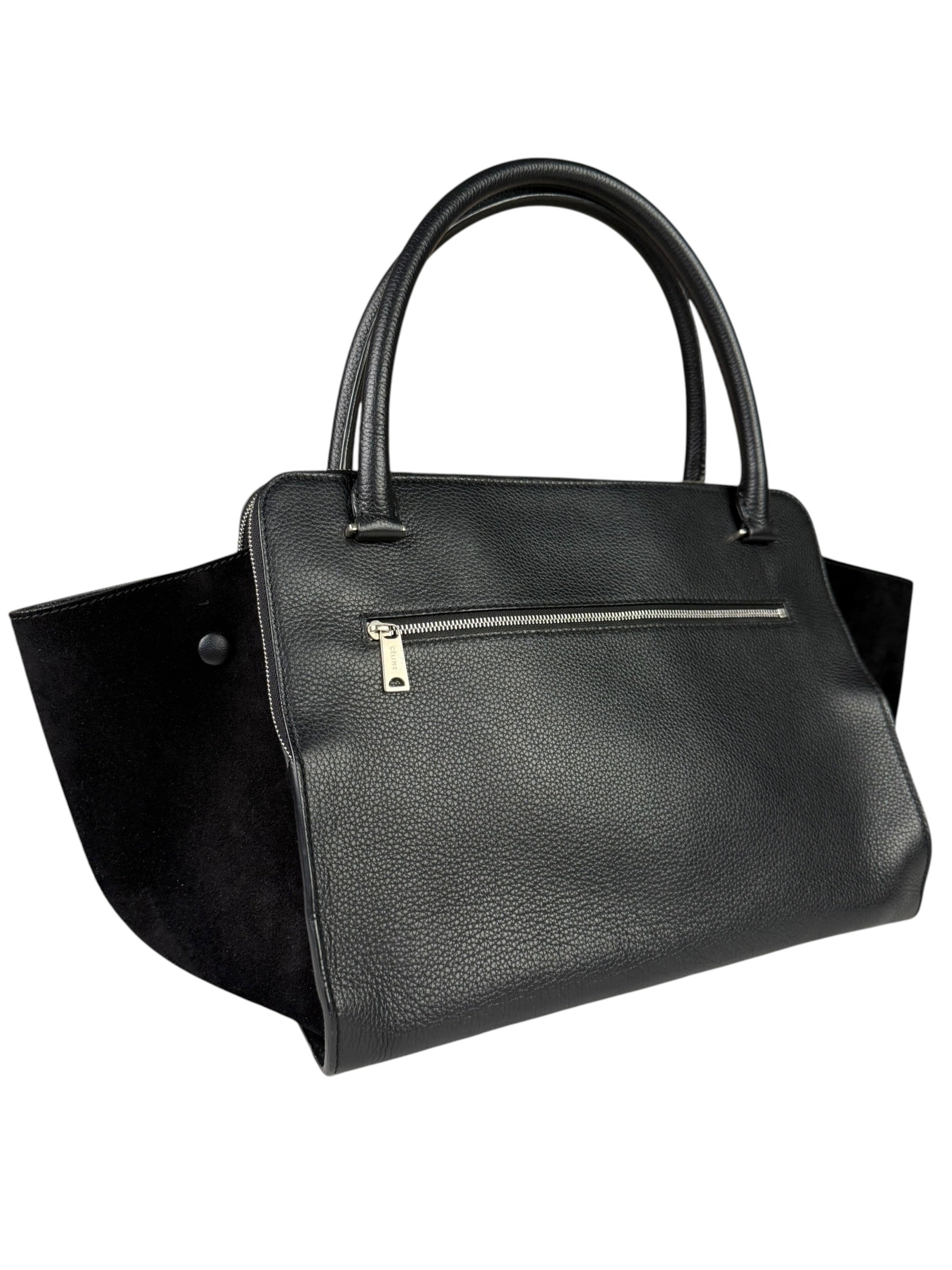 Celine Black Leather/Suede Trapeze Medium Handbag