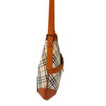 Burberry Orange Leather Trim Nova Check Hobo Bag