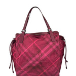 Burberry Plum Nylon/Leather Trim Nova Check Buckleigh Packable Tote