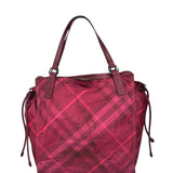 Burberry Plum Nylon/Leather Trim Nova Check Buckleigh Packable Tote