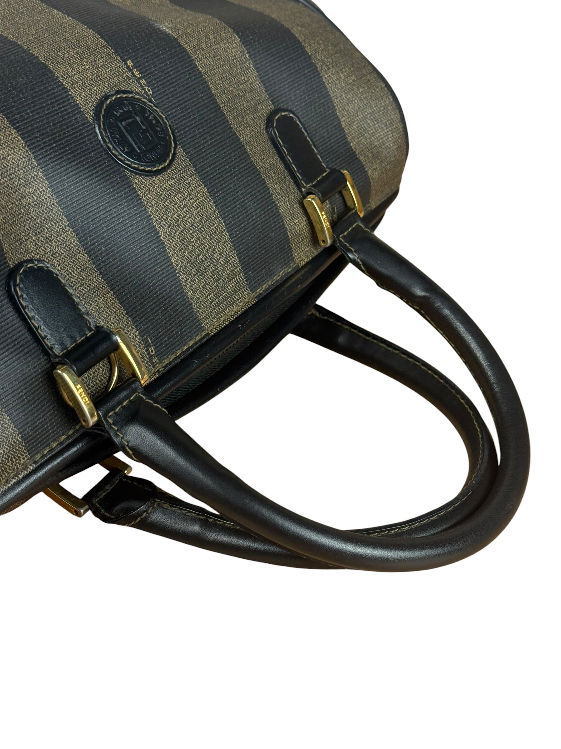 Fendi Vintage Pequin Stripped Mini Boston Bag