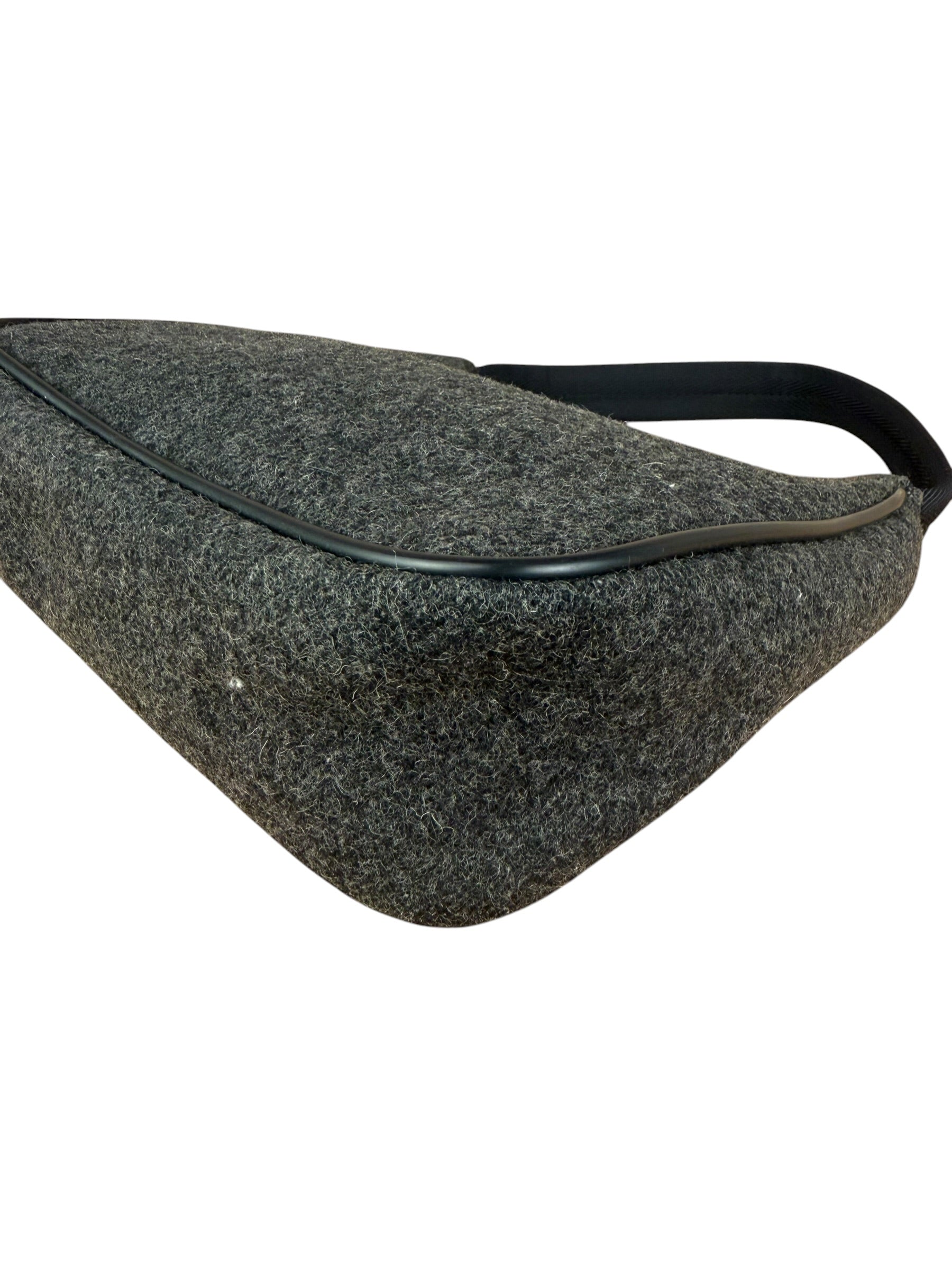 Prada Charcoal Gray Wool Sport Mini Hobo Bag