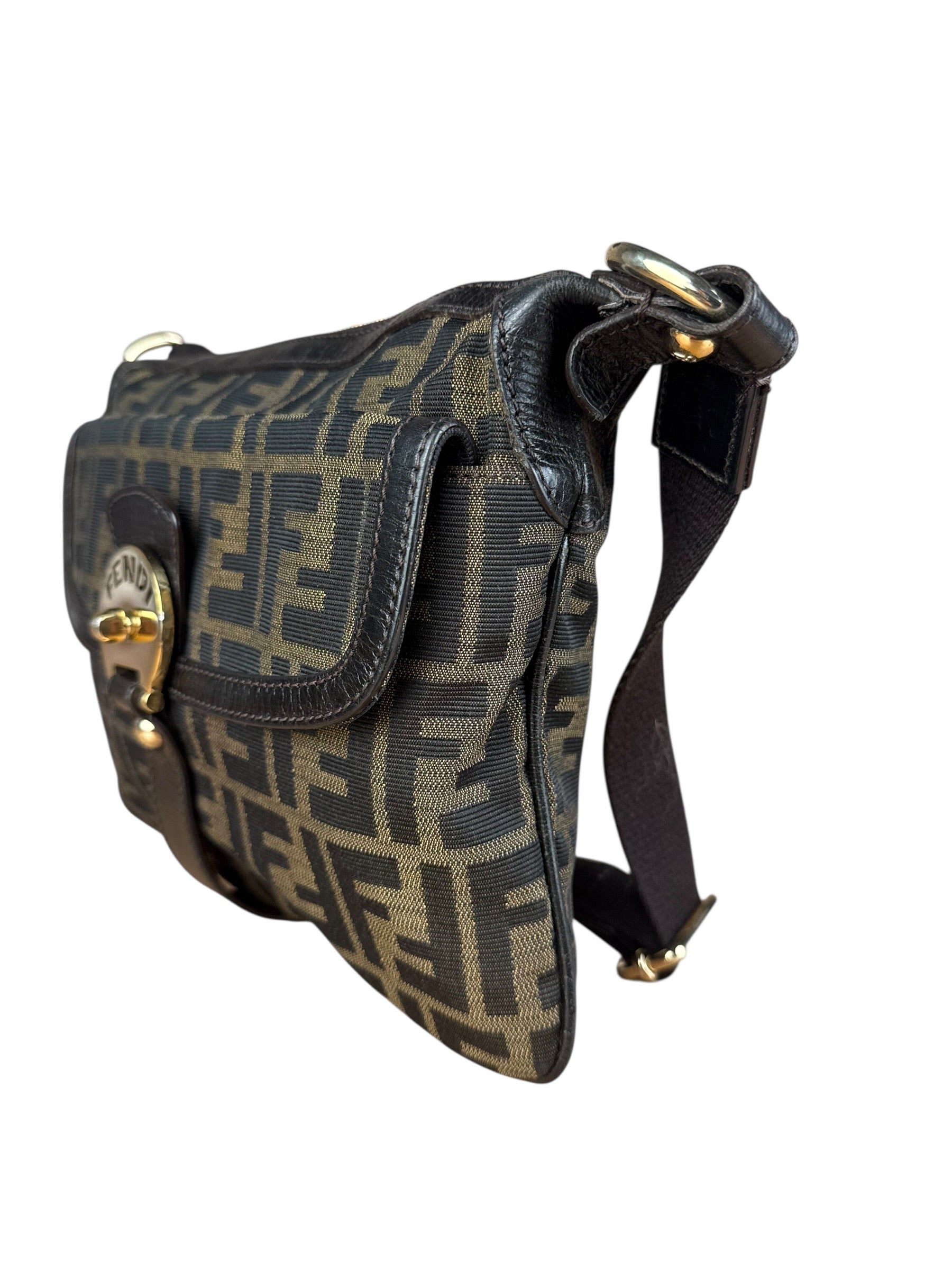 Fendi Vintage Zucca Pattern Canvas Shoulder Bag