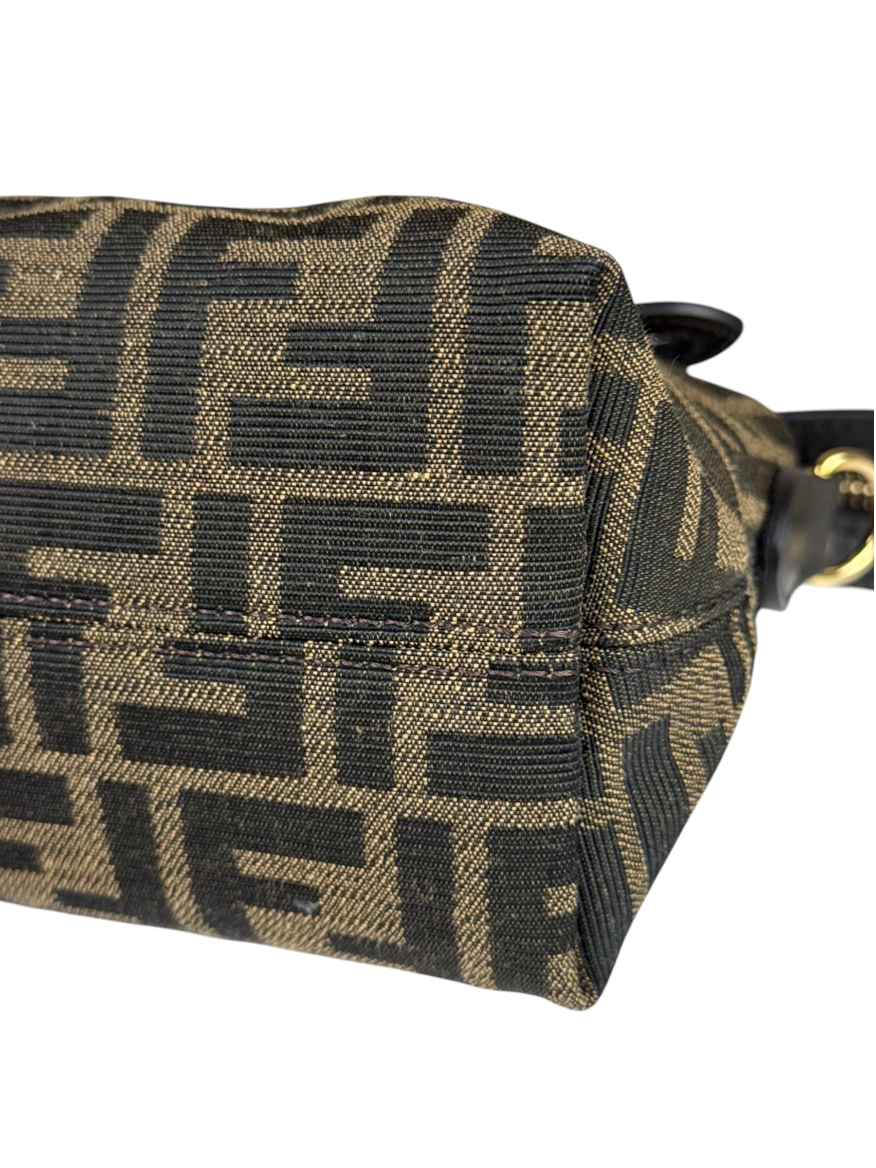 Fendi Brown Leather Trim Zucca By The Way Soft Mini Crossbody