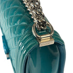 Chanel Teal Quilted Patent Leather Boy Flap Bag 2014