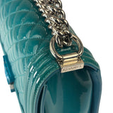 Chanel Teal Quilted Patent Leather Boy Flap Bag 2014