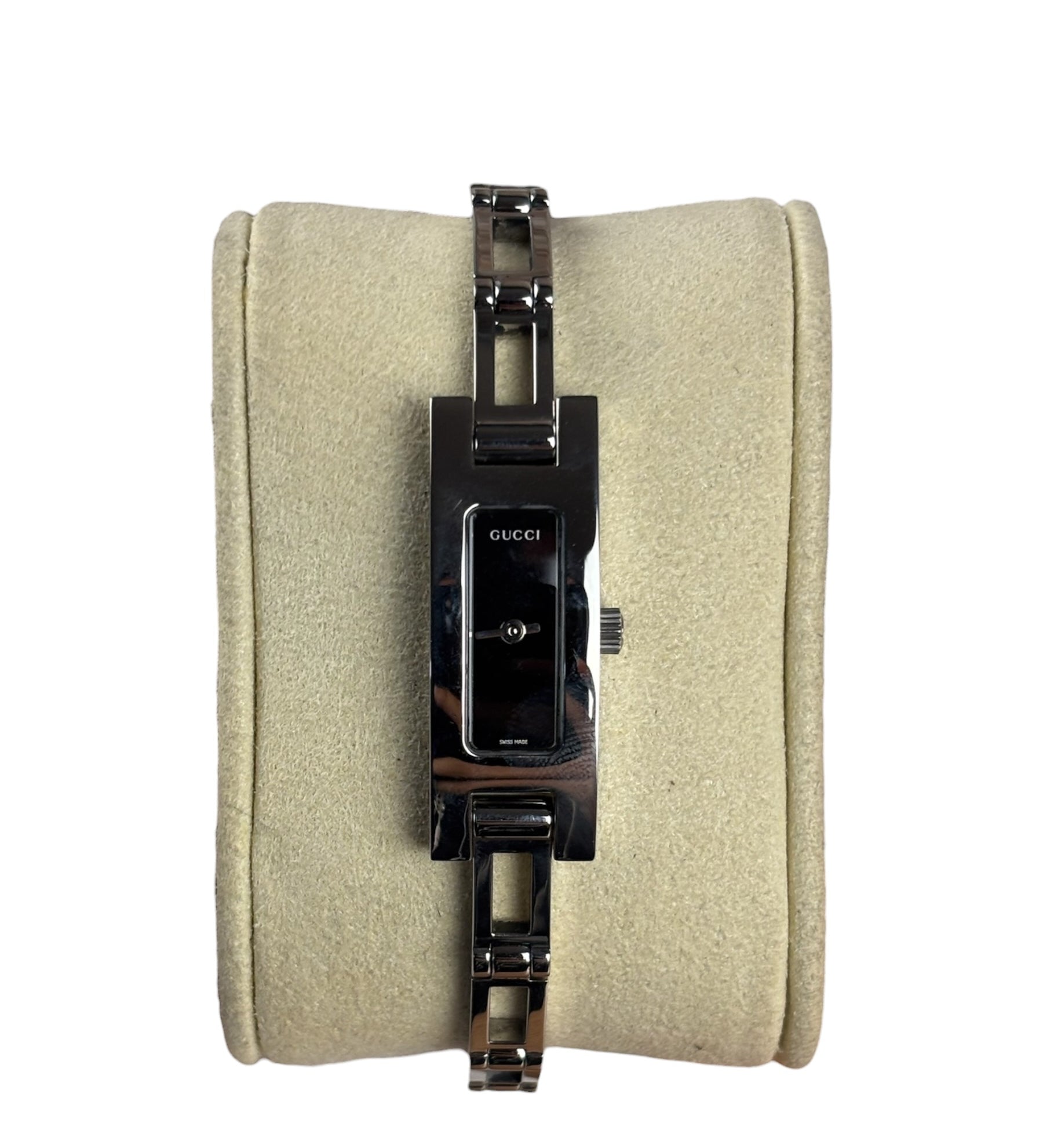 Gucci Vintage Black Dial Narrow Rectangular Link Watch 3900L