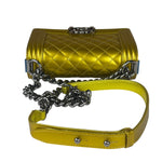 Chanel Metallic Yellow Quilted Patent Leather Mini Boy Flap Bag 2014