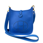 Hermes Bleu Hydra Leather Clemence Cordage Mini Evelyne TMP16