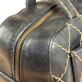 Chanel Vintage Black Leather Wild Stitch Bowler Shoulder Bag 2001