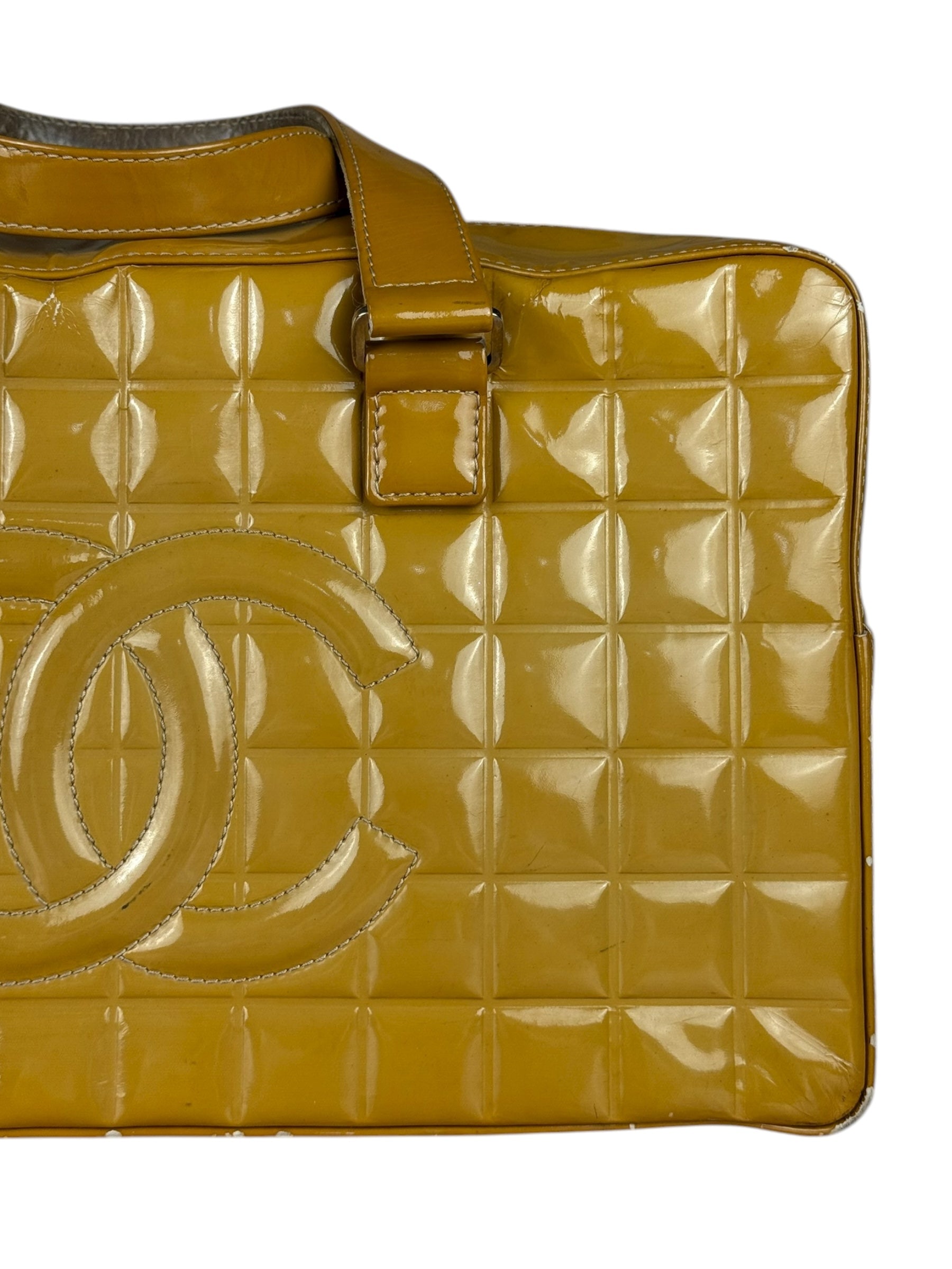 Chanel Vintage Patent Chocolate Bar Bowler Bag