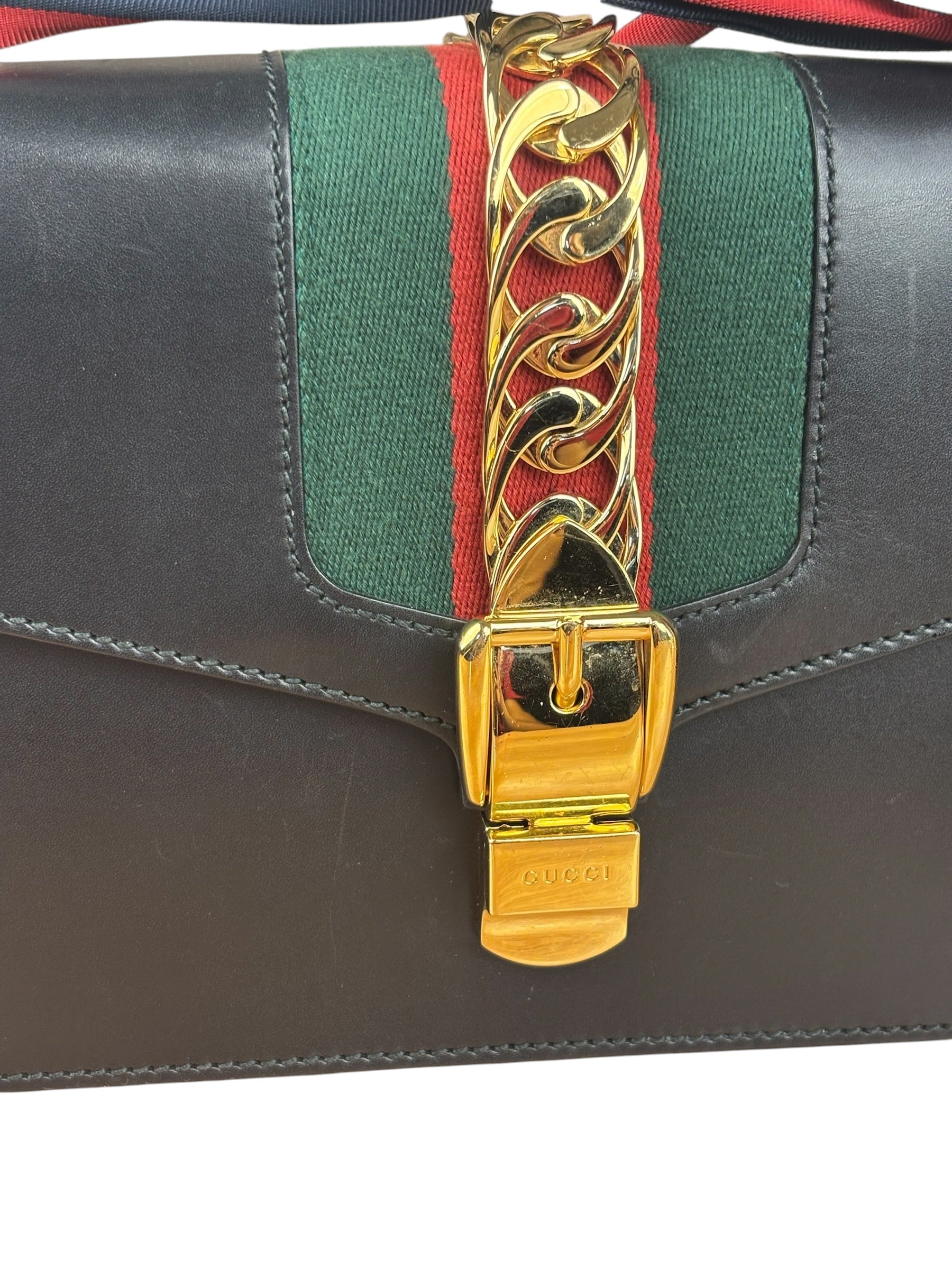Gucci Black Leather Sylvie Small Hand/Shoulder Bag