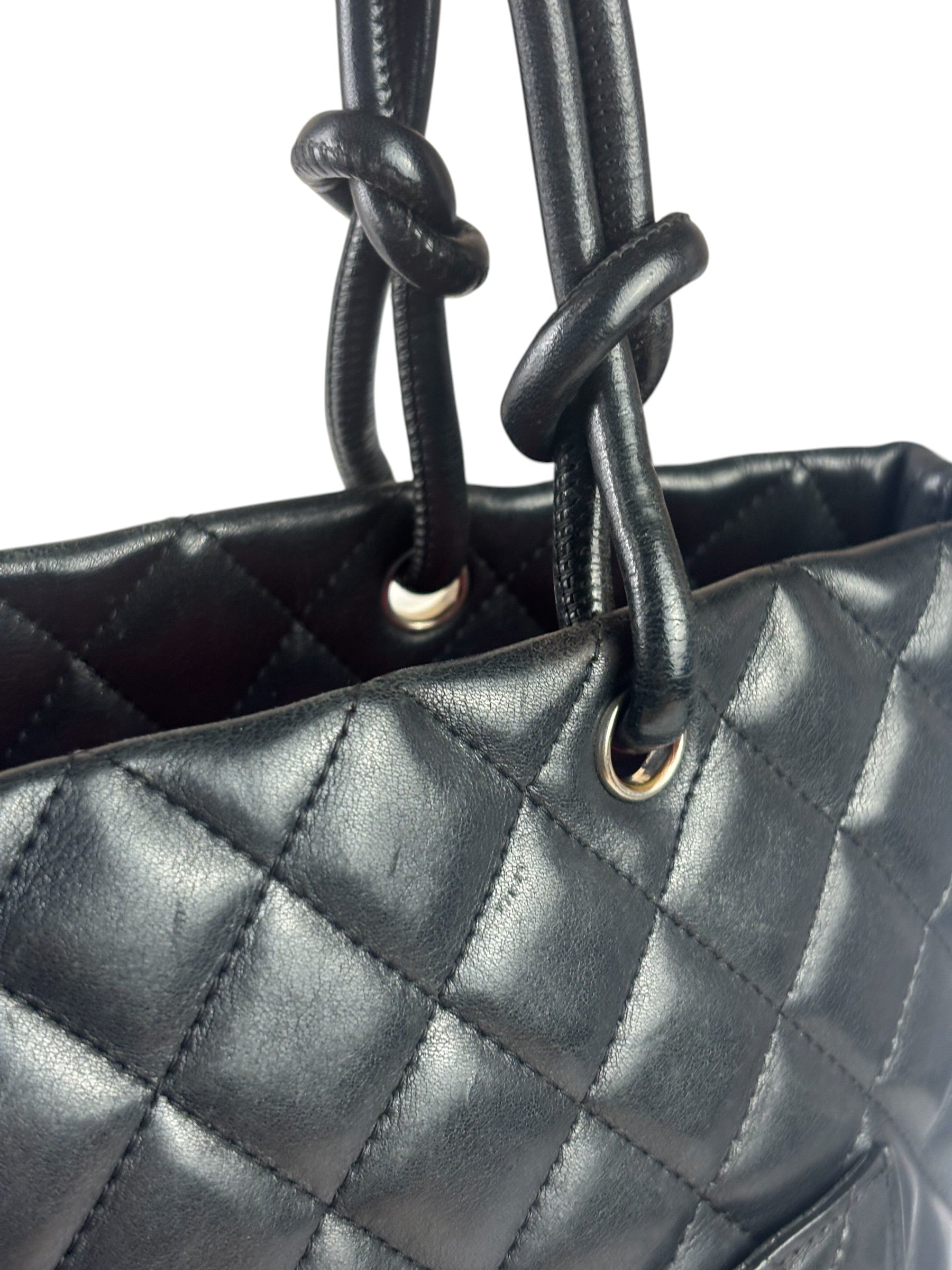 Chanel Black Quilted Leather CC Cambon Ligne Tote 2000s