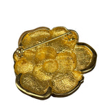 Christian Dior Signature Camellia Flower Gold Plated Crystal Pave Brooch