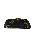 Chanel Black Quilted Leather Jumbo Flap Bag 1995