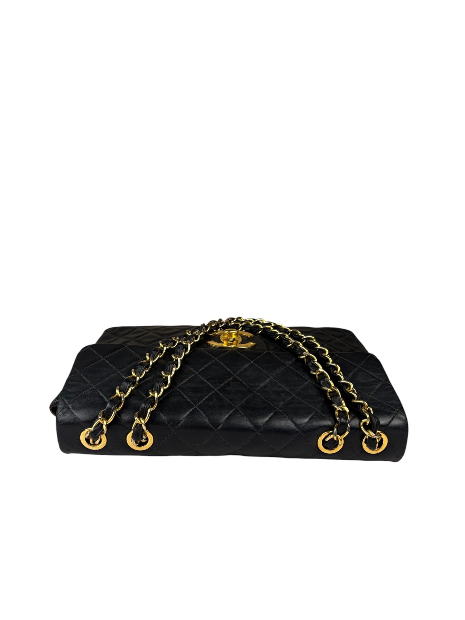 Chanel Black Quilted Leather Jumbo Flap Bag 1995