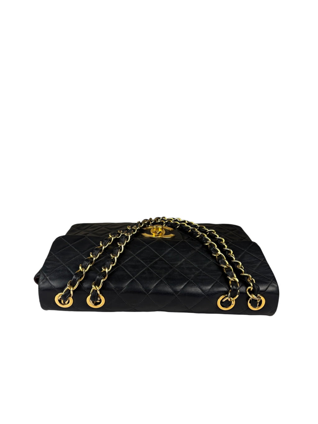 Chanel Black Quilted Leather Jumbo Flap Bag 1995