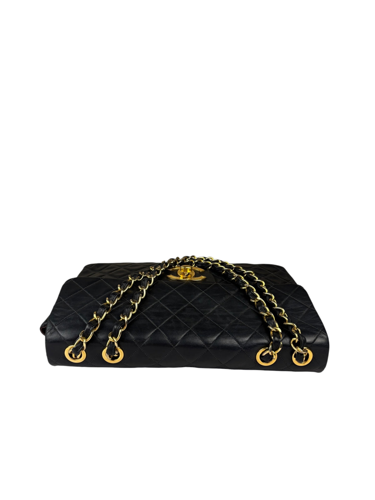 Chanel Black Quilted Leather Jumbo Flap Bag 1995