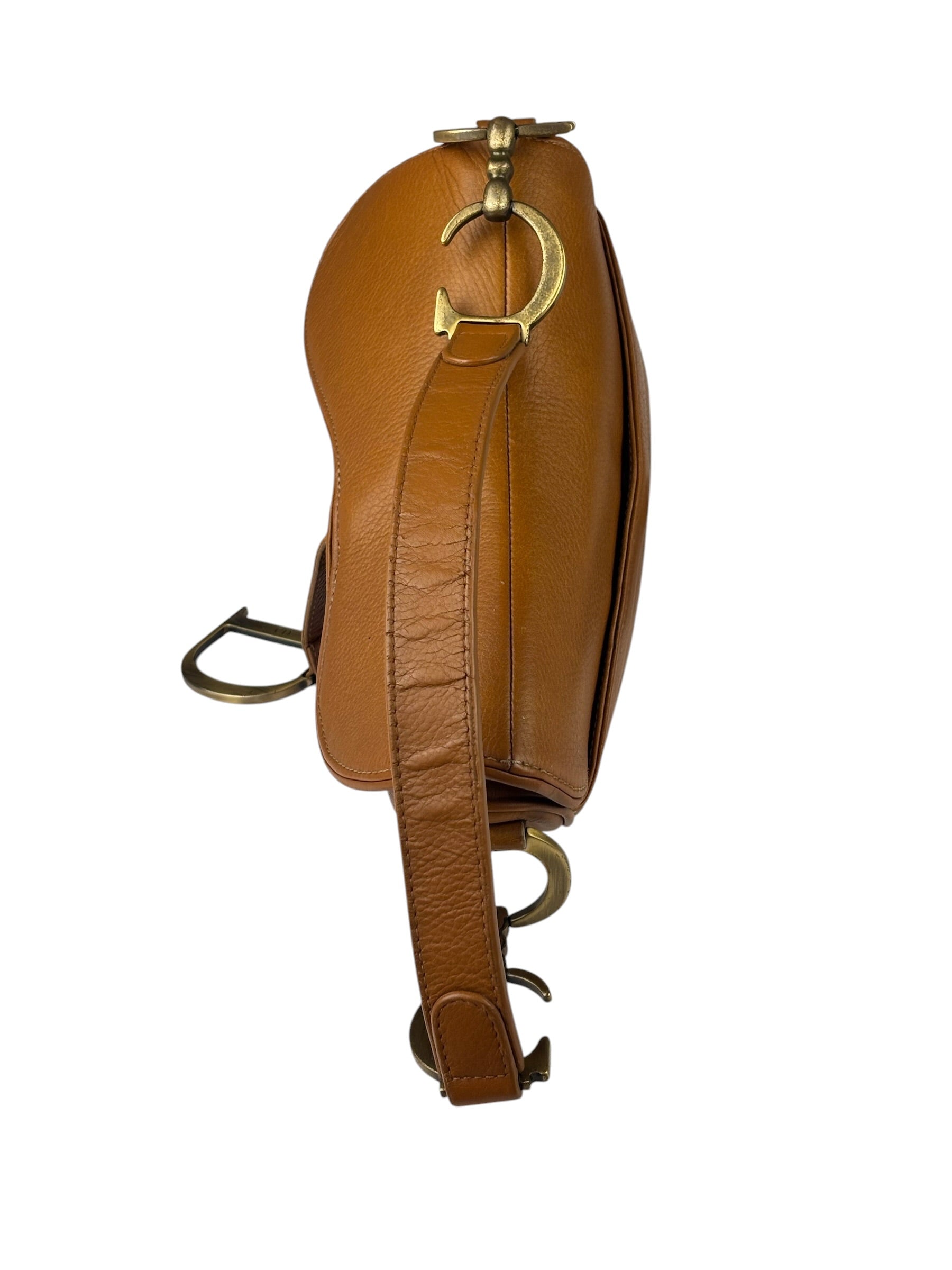Christian Dior Tan Brown Leather Medium Saddle Bag