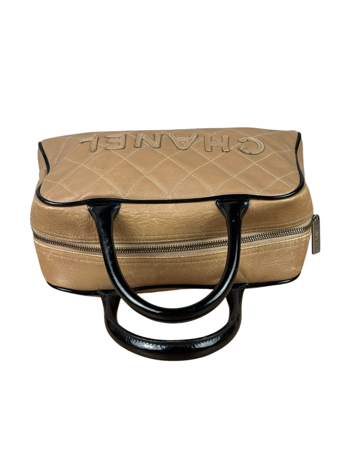 Chanel Beige/Black Quilted Leather Small Boston Bag 2000