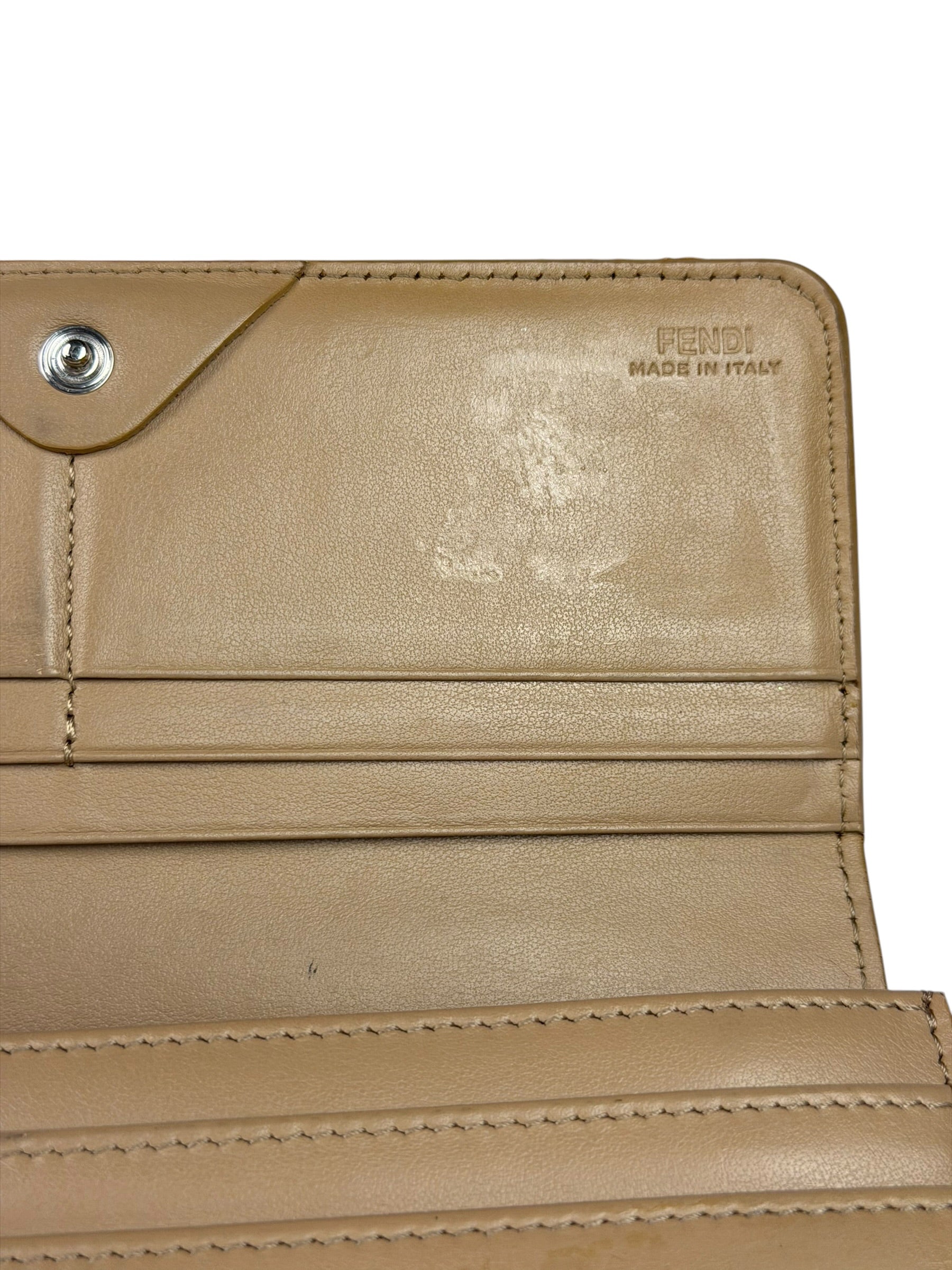 Fendi Beige Monster Face Leather Long Wallet