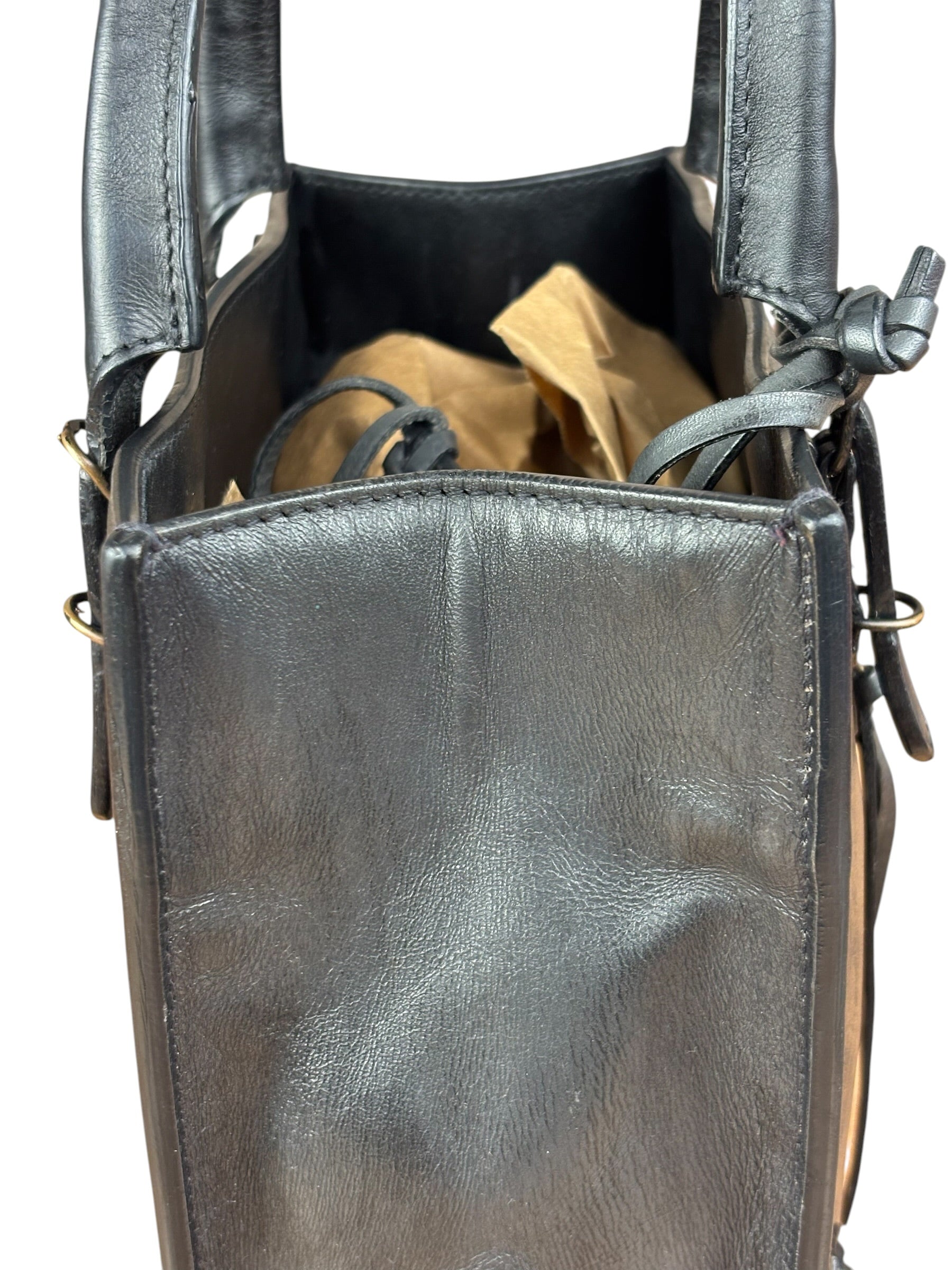 Balenciaga Black Leather papier A4 Tote Bag