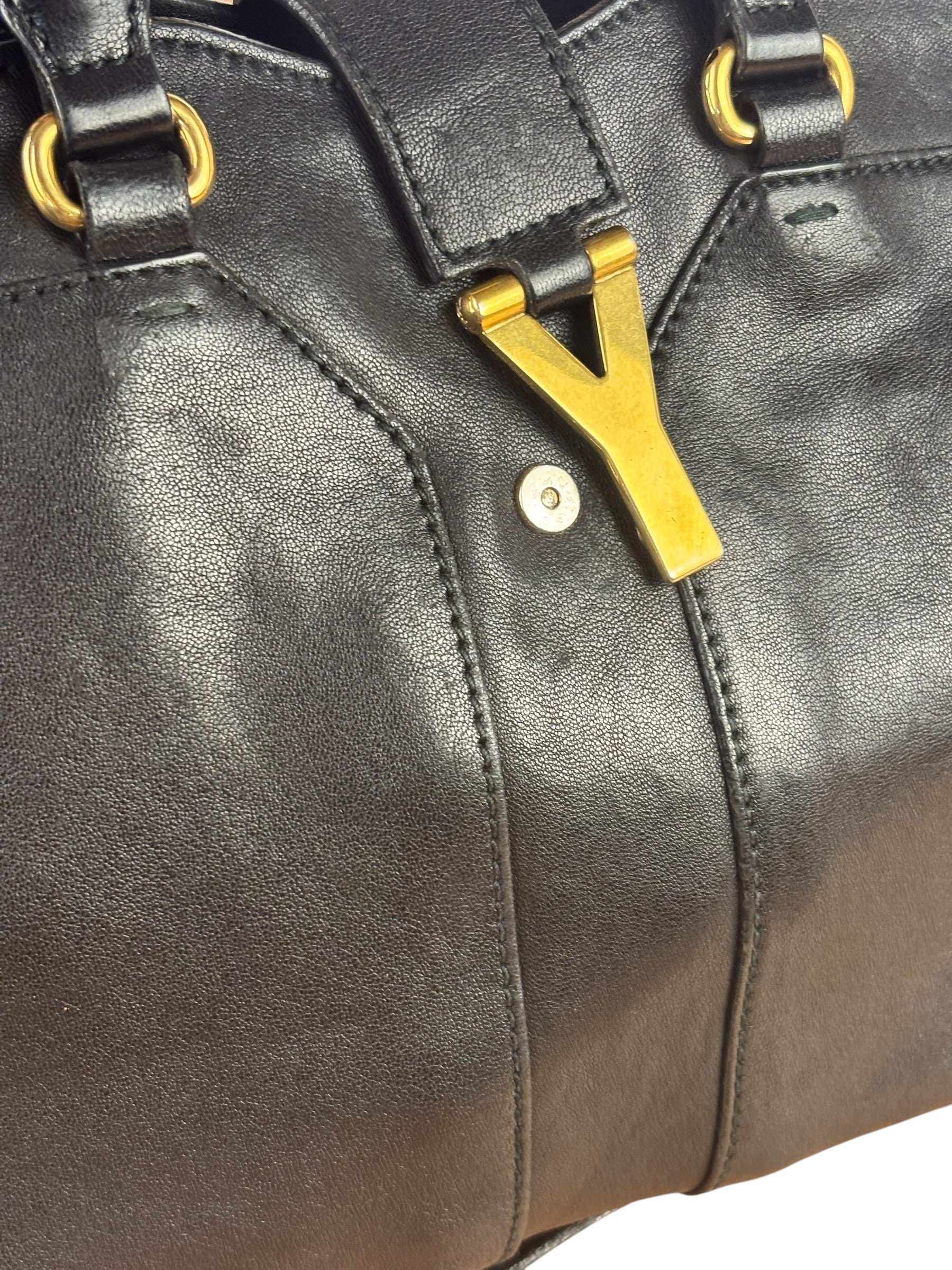 YSL Black Leather Cabas Chyc 2Way