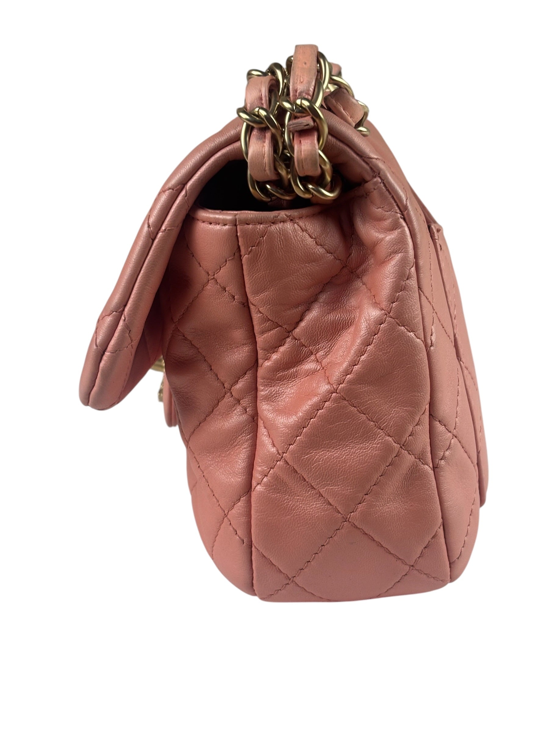 Chanel Pink Quilted Lambskin Timeless Chain Shoulder Bag 2010