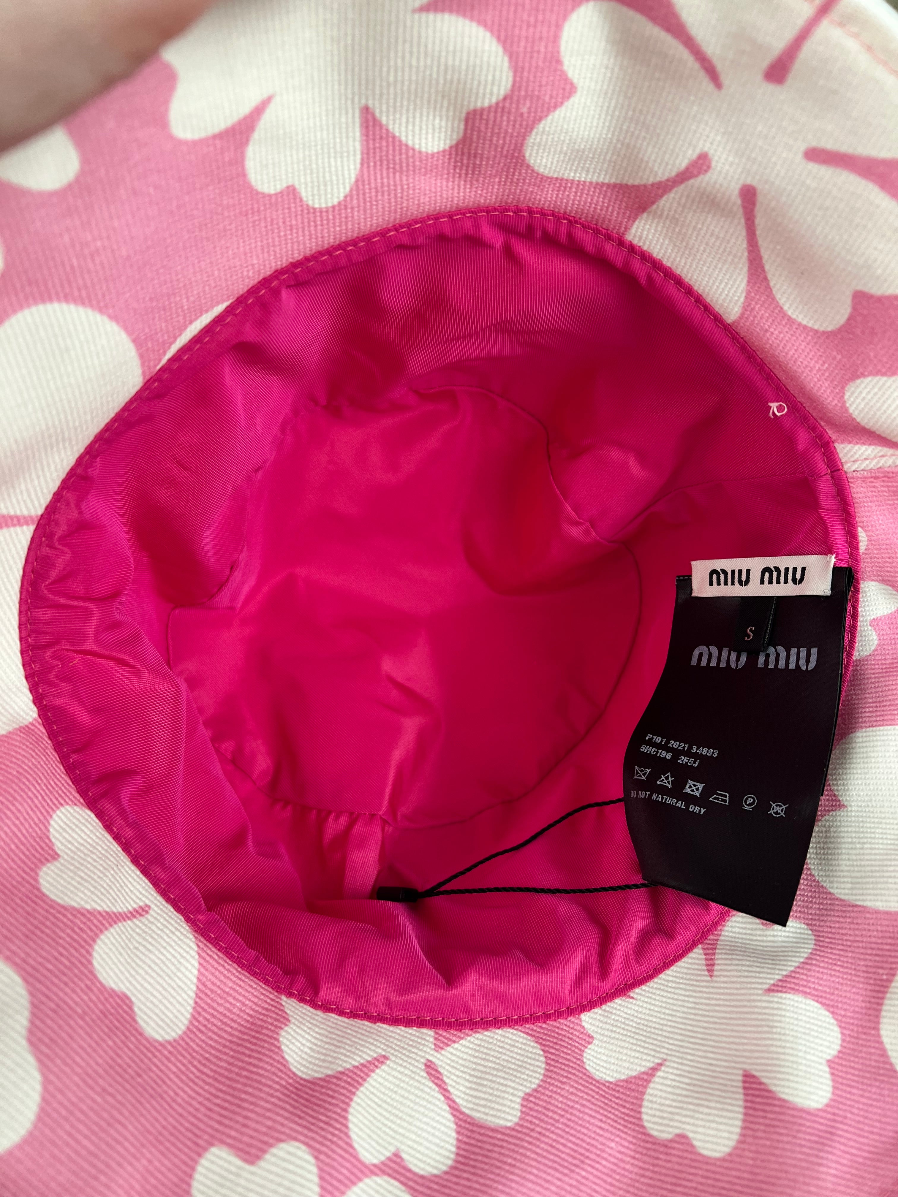 Miu Miu Pink Floral Canvas Bucket Hat