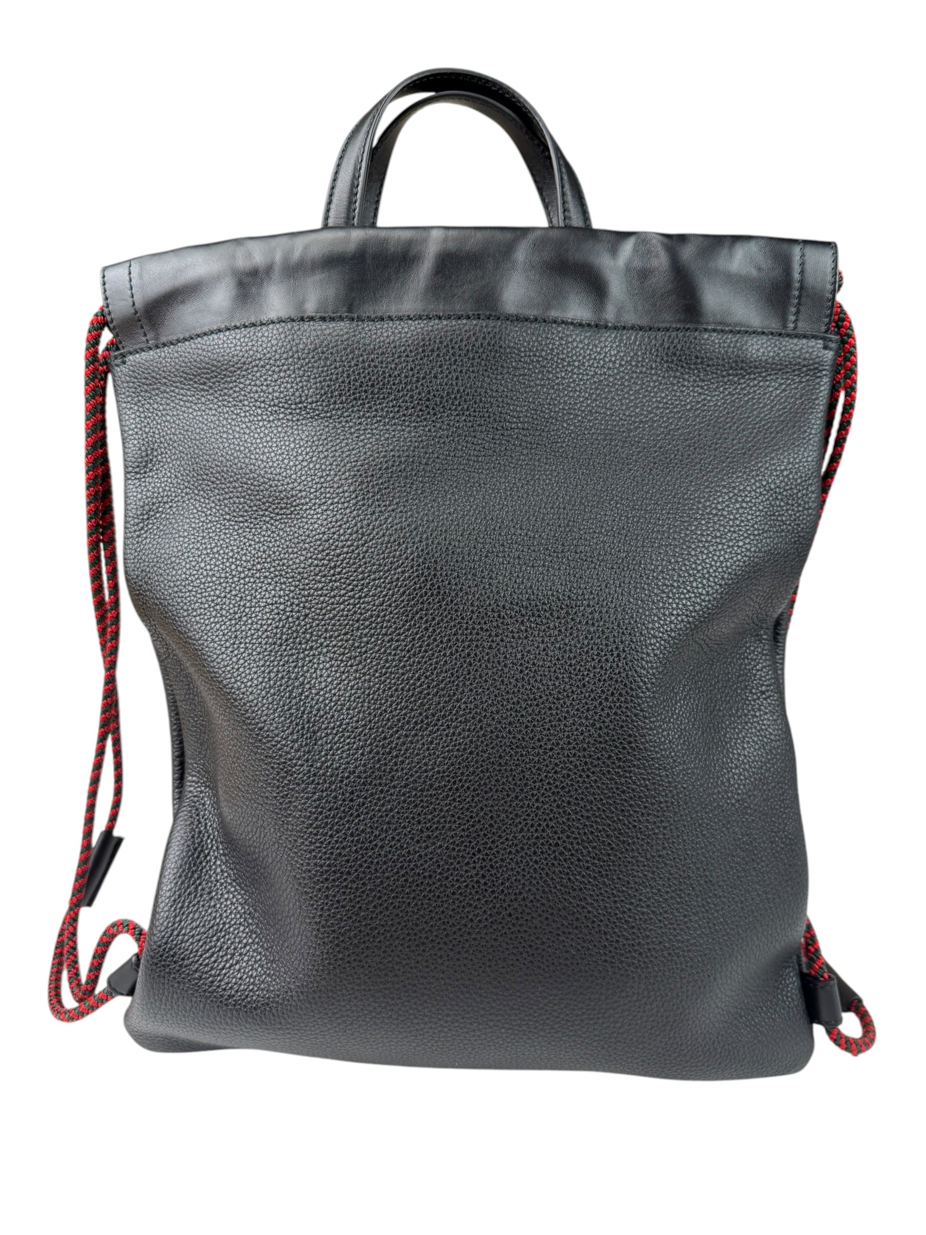 Gucci Black Leather Drawstring Backpack