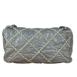 Chanel Grey Leather Ultra Stitch Classic Flap Shoulder Bag 1990