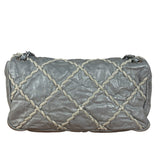 Chanel Grey Leather Ultra Stitch Classic Flap Shoulder Bag 1990