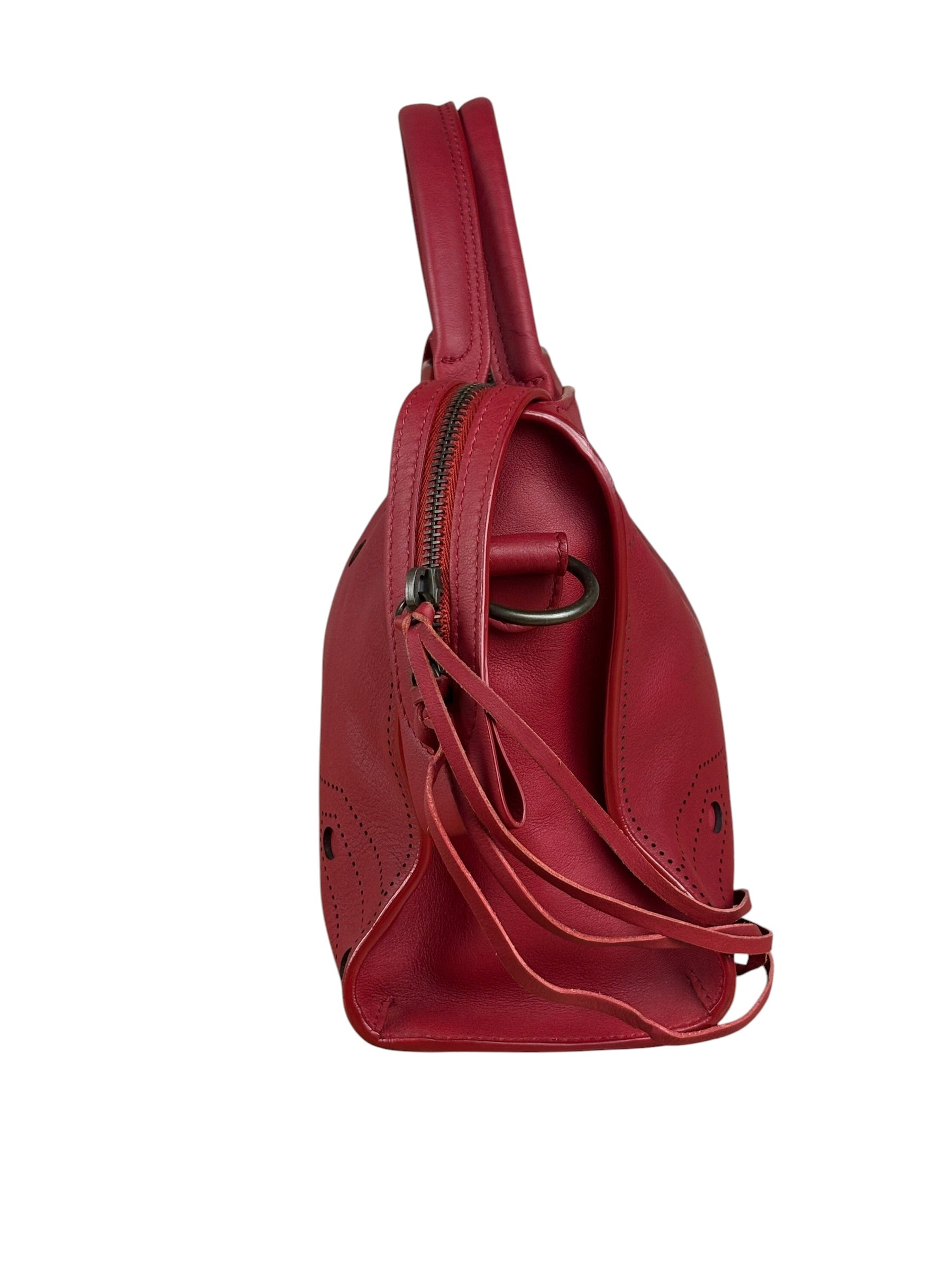 Balenciaga Red Leather Blackout City Two-Way Bag