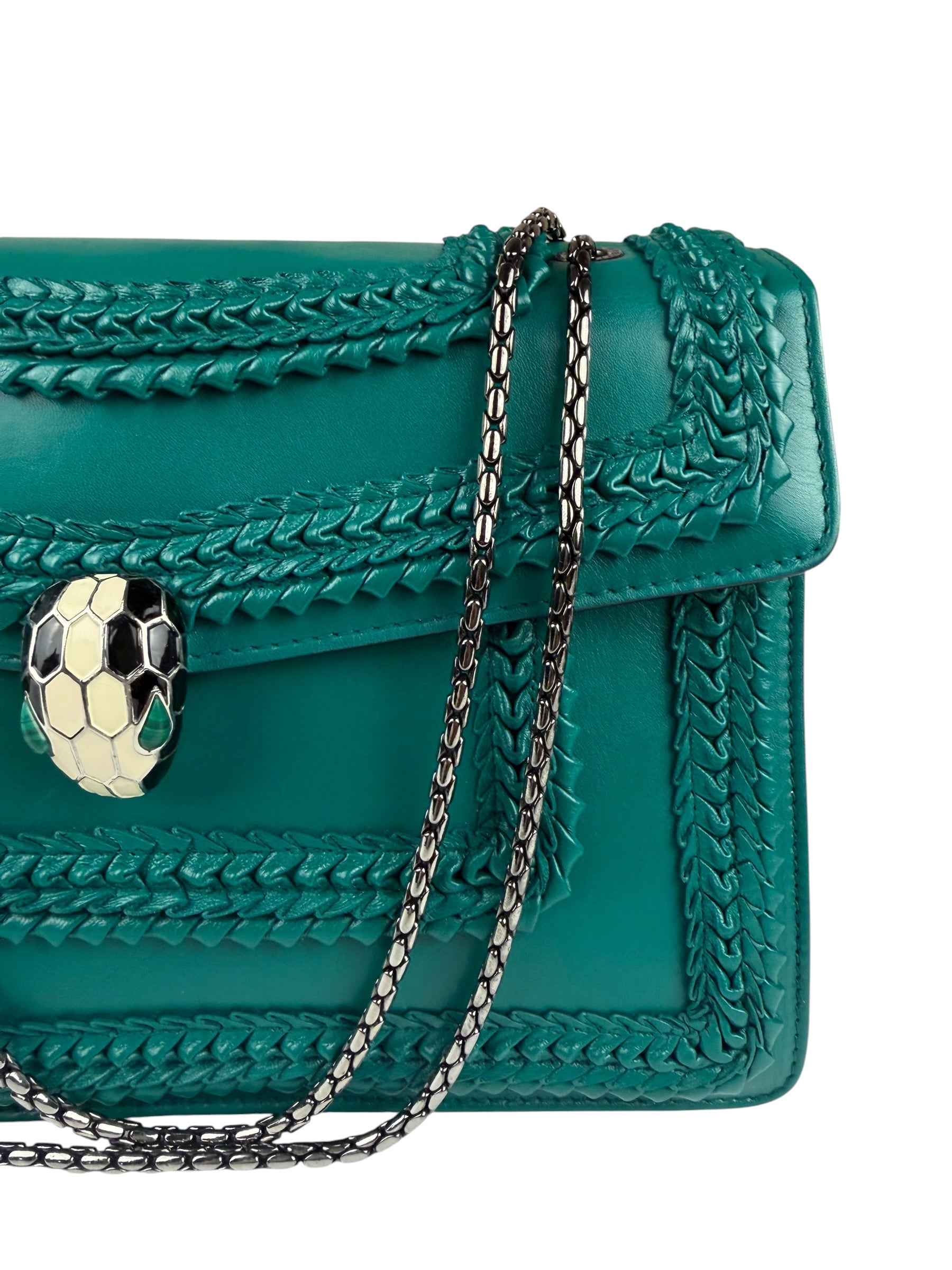 Bvlgari Green Leather Serpenti Forever Shoulder Bag