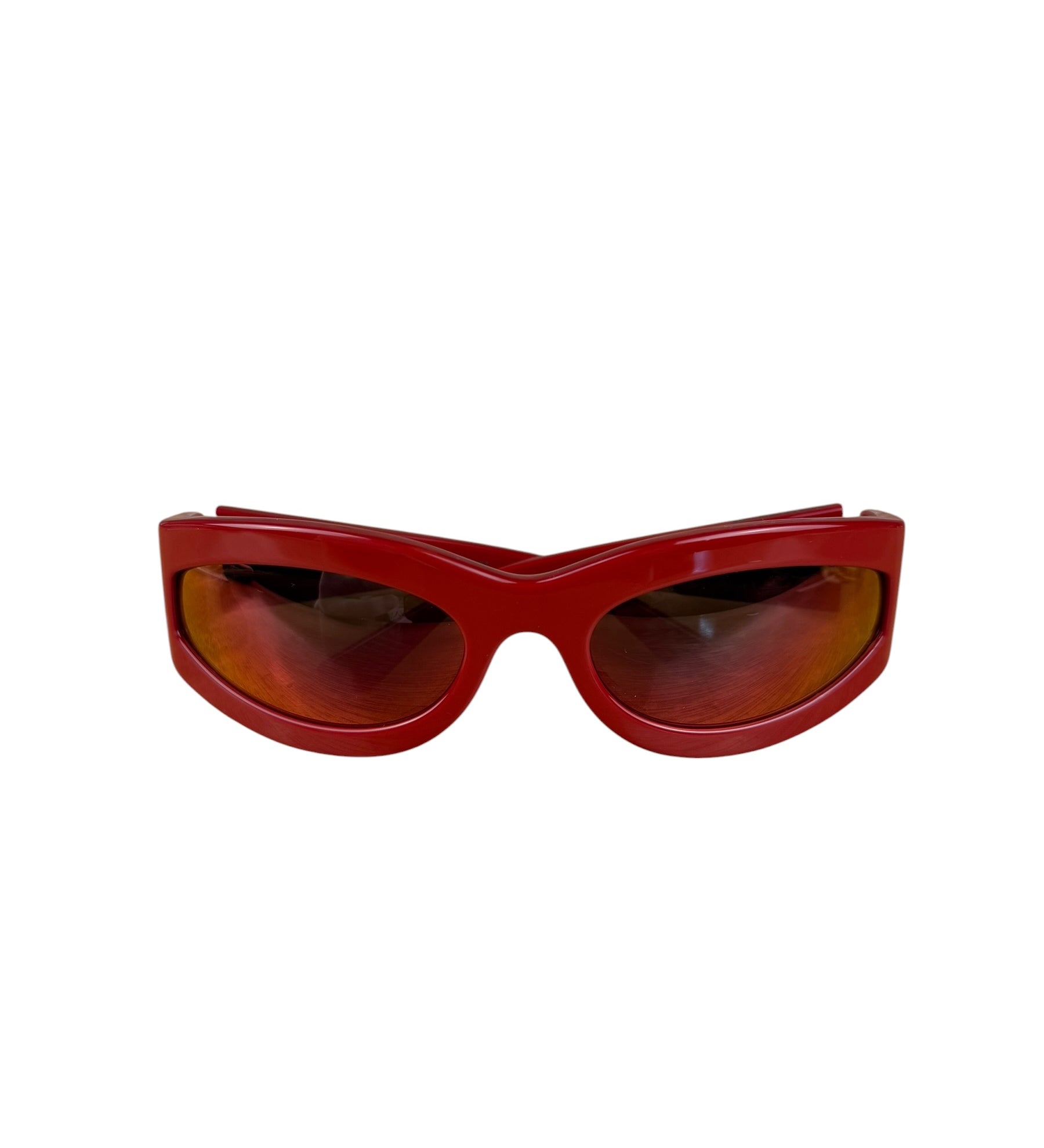 Bottega Veneta Red Shield Frame Sunglasses