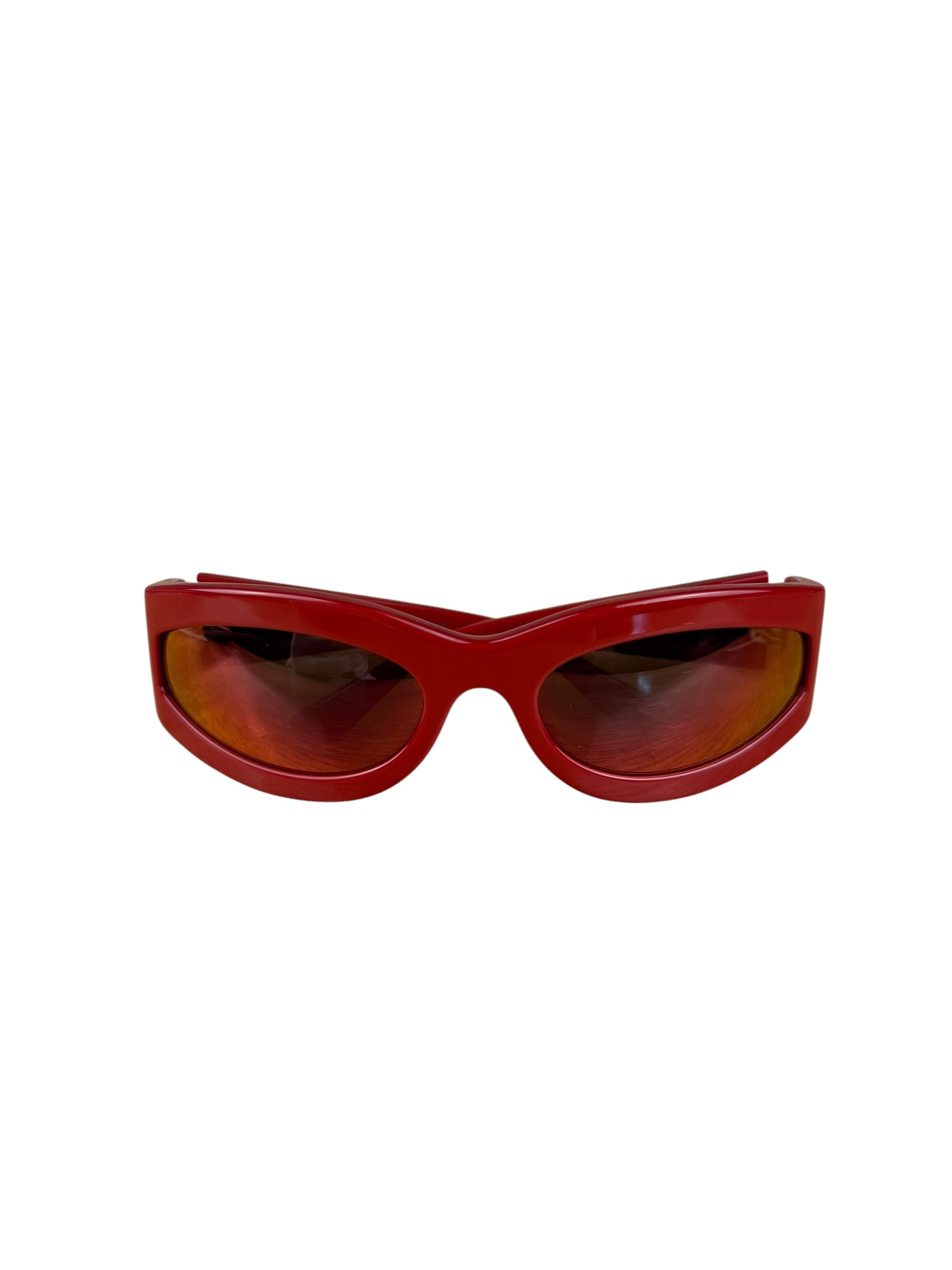 Bottega Veneta Red Shield Frame Sunglasses