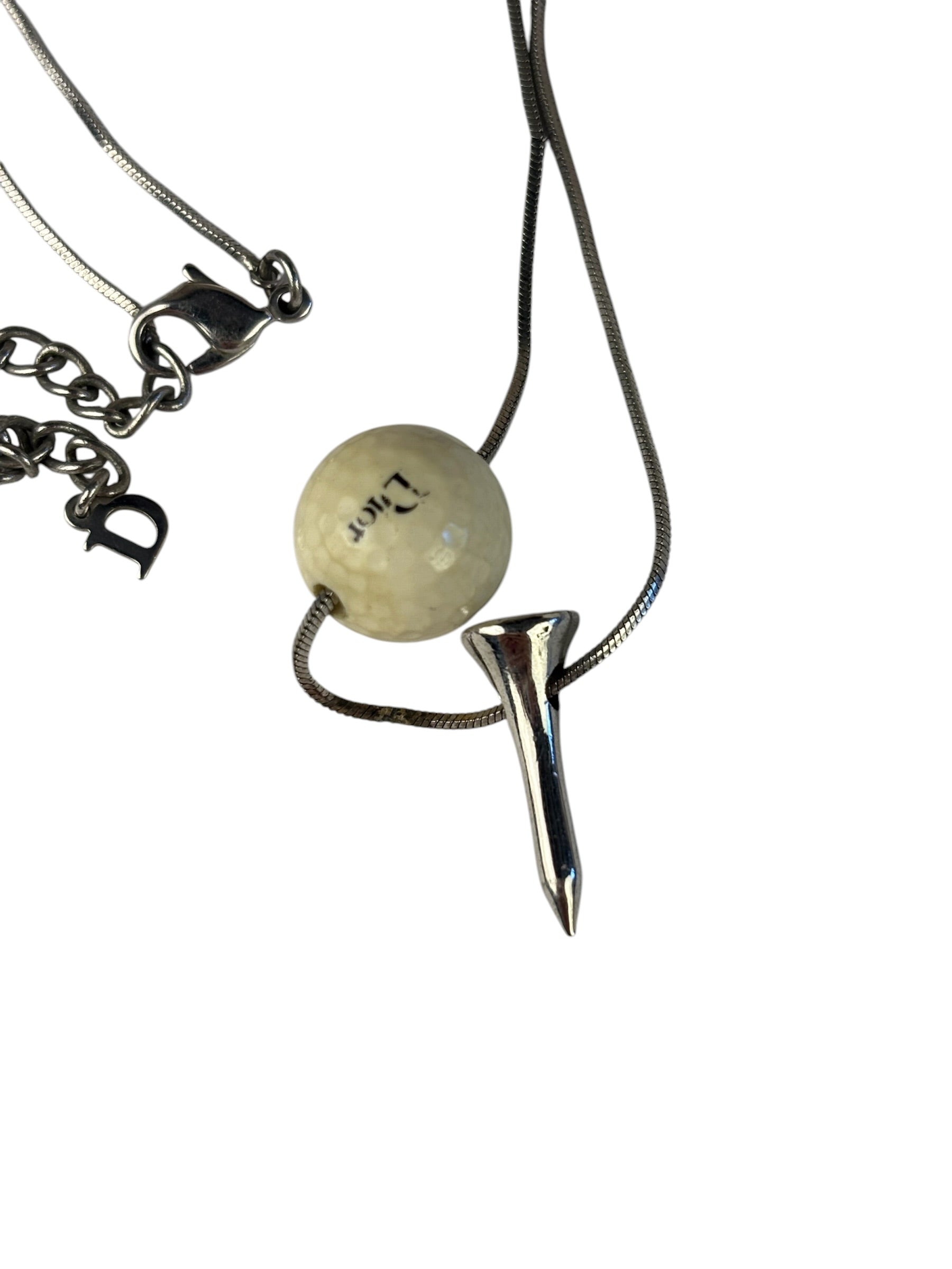 Christian Dior Off-White Bead & Nail Pendant Necklace