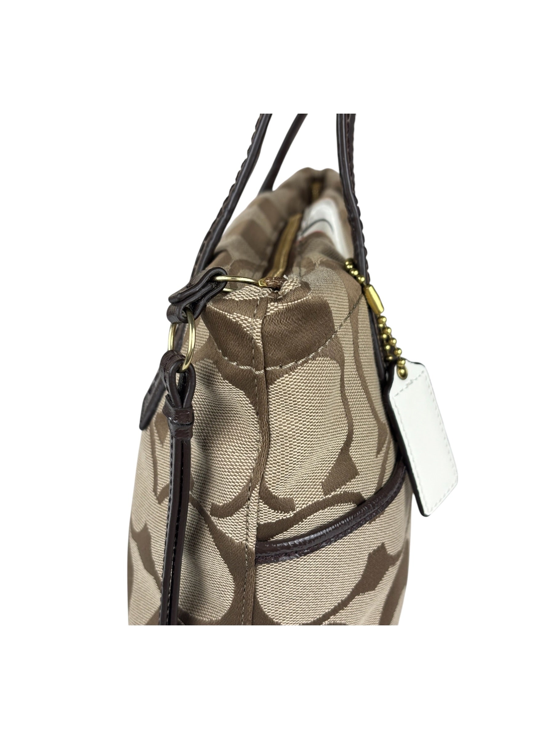 Coach Vintage Leather Trim Signature Multi Stripe Tote Bag