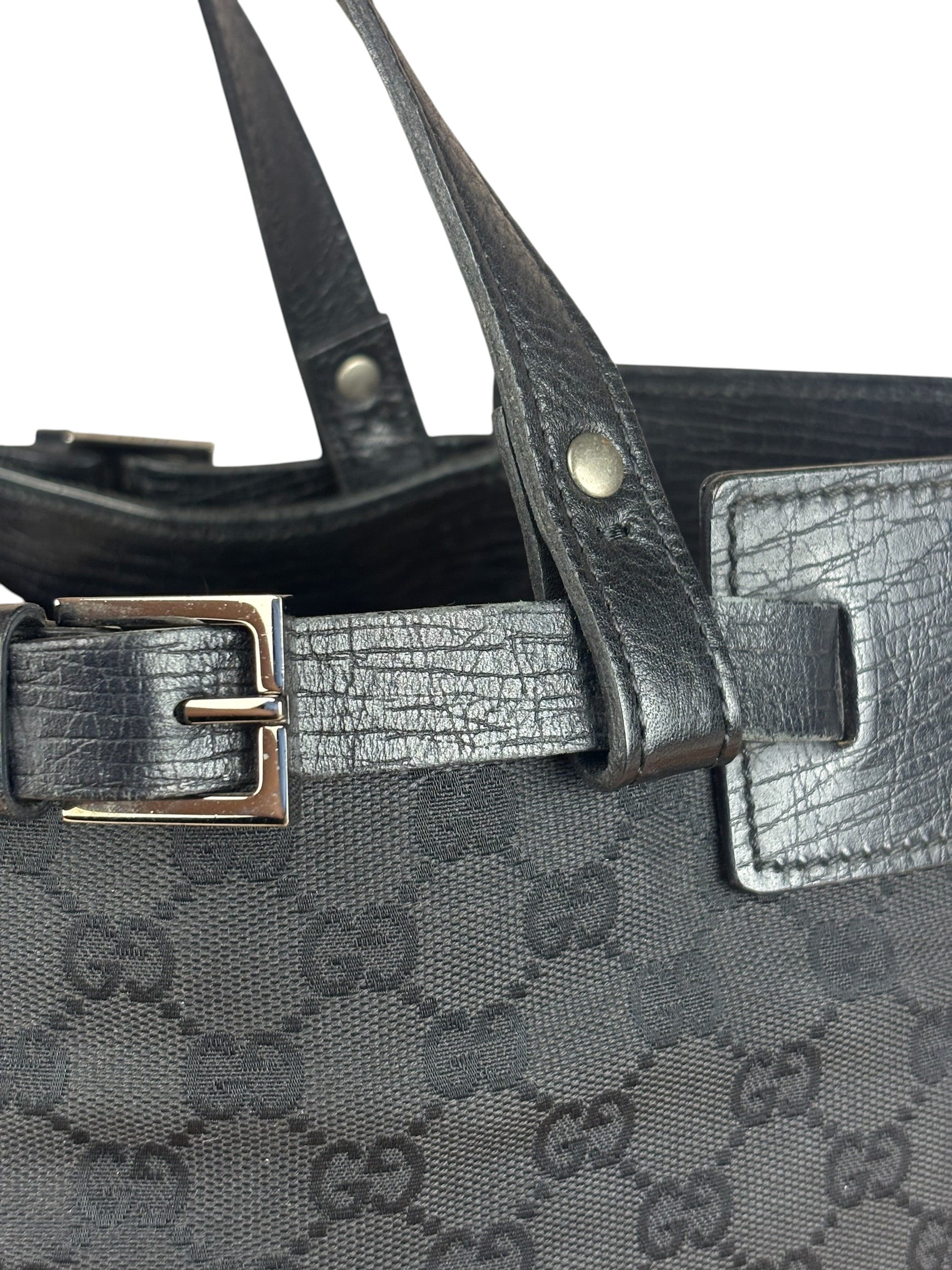 Gucci Black GG Canvas Tote Hand Bag