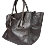Prada Dark Brown Calf Leather Glace Twin-Pocket Tote