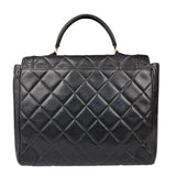 Chanel Black Quilted Caviar Kelly Top Handle Bag 90s