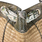 Gucci Brown Snakeskin Trim Large Raffia Positano Tote
