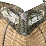 Gucci Brown Snakeskin Trim Large Raffia Positano Tote